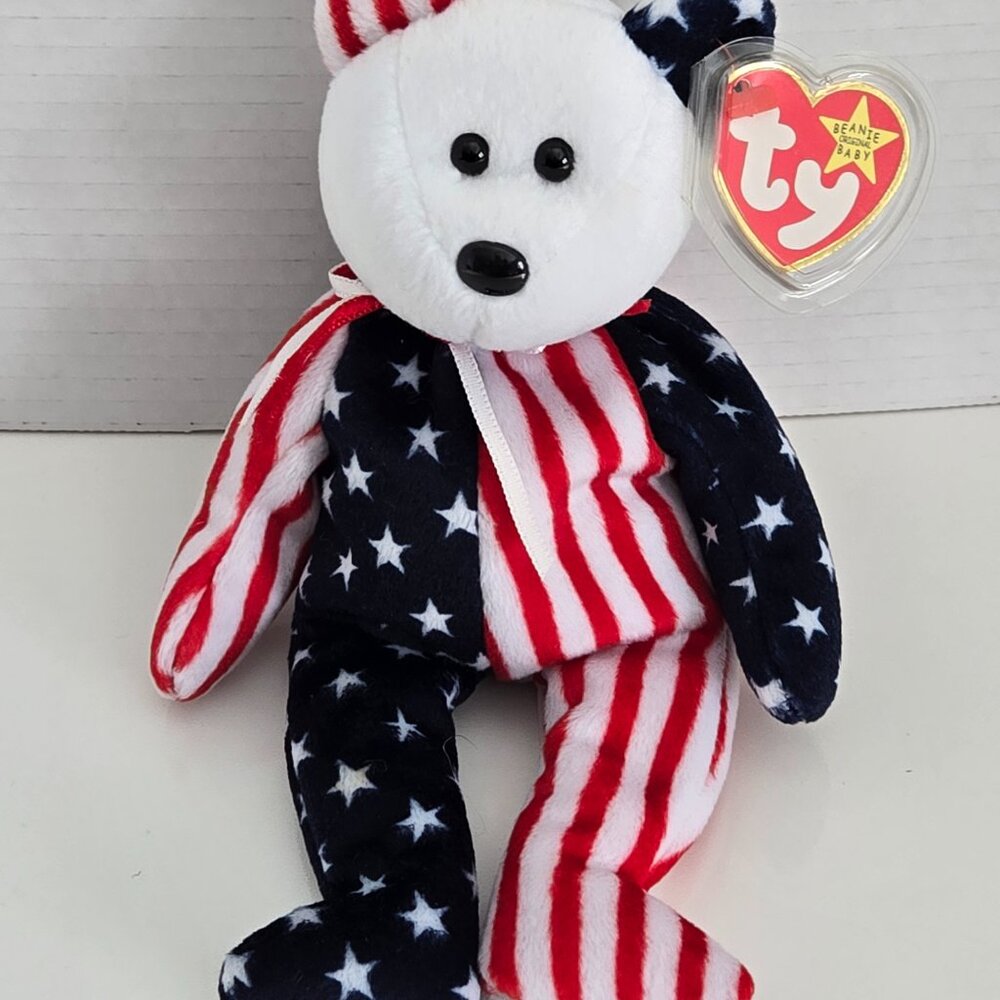 3/$25 TY Beanie Baby -  Spangle (white face) Teddy Bear